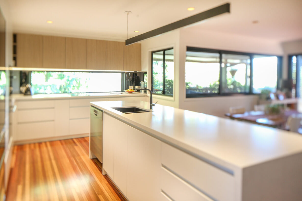 white kitchen renovation showcase with natural light